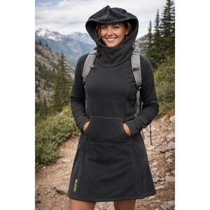 Melanzana Microgrid Hoodie Womens Small Black Polyester Spring